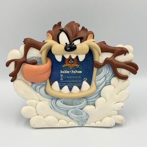 VTG Taz Tasmanian Devil Picture Frame Looney Tunes 3x3 Cartoon Decor 90s Retro
